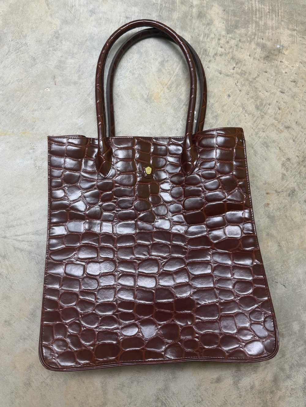 Ralph Lauren 90s safari Croc-Embossed Dark Brown Tote